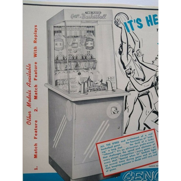 Two Player Basketball Arcade Flyer Genco Original 1954 Manikins Game Artwork - Picture 5 of 6